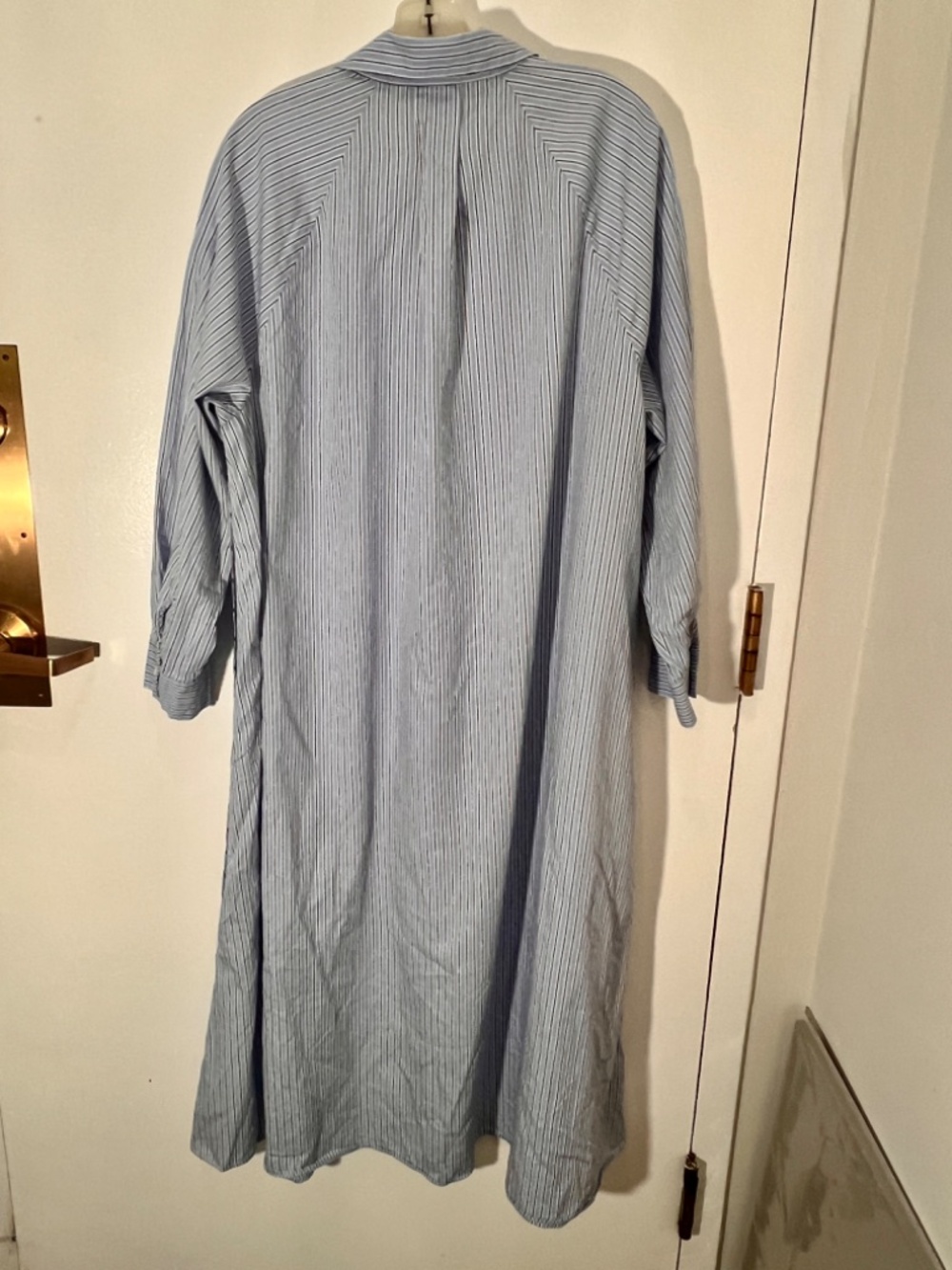 ZARA Women Blue Striped Button Down Belt Cotton Shirt Dress Size L - Picture 5 of 9